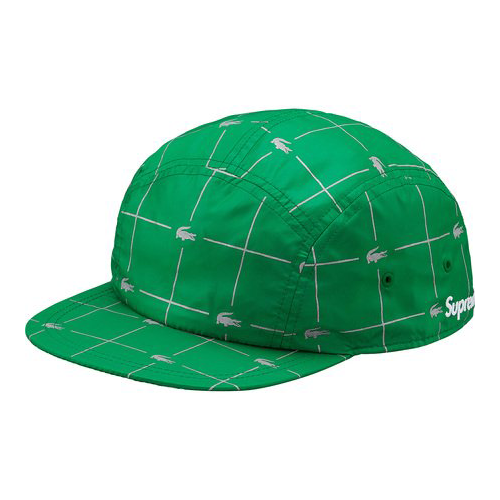 supreme lacoste reflective grid nylon camp cap black